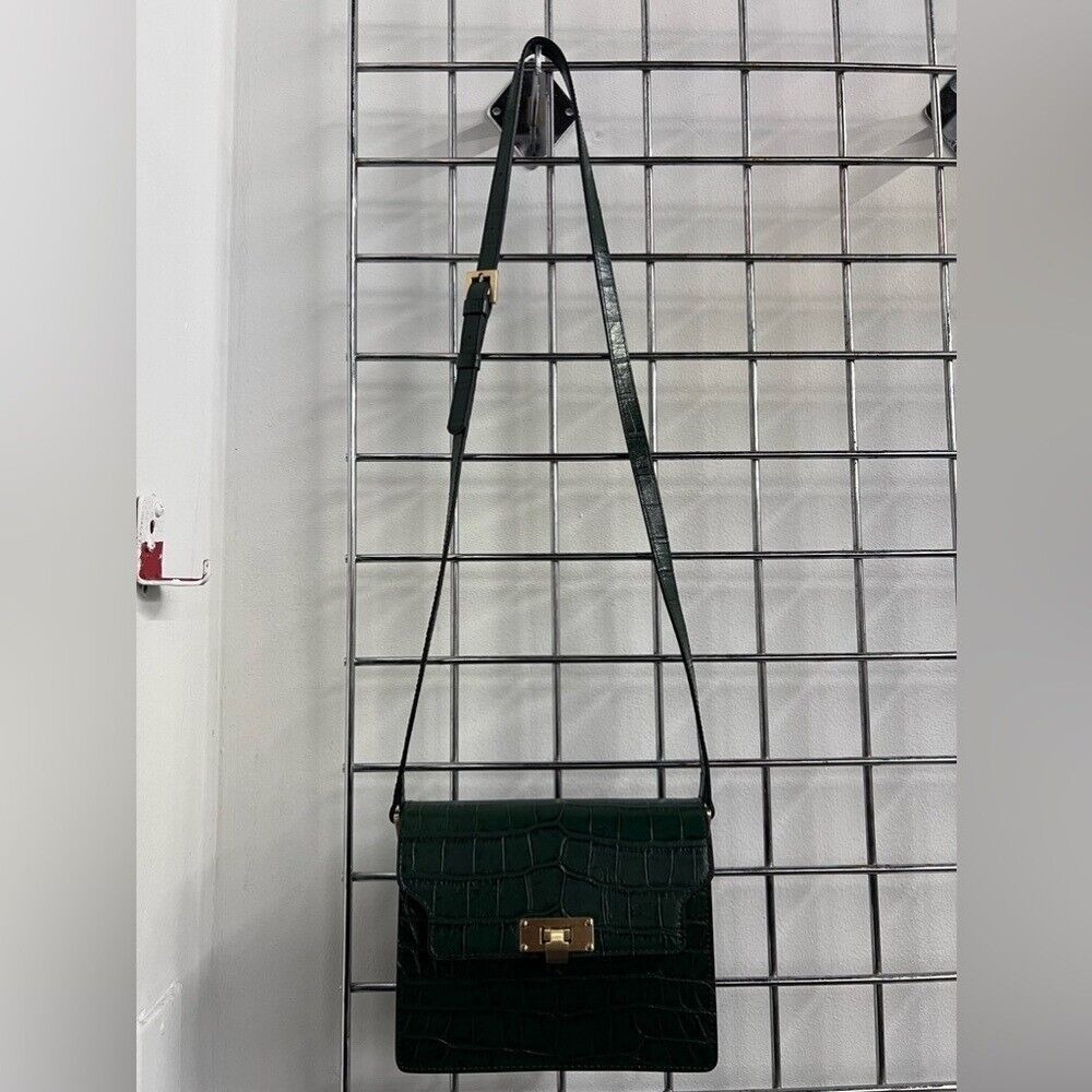 Marge Sherwood Brick Green Croc-Embossed Leather Shoulder Bag